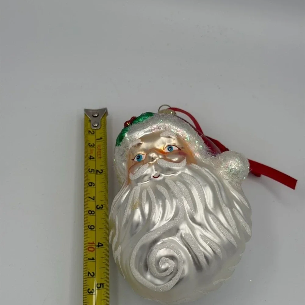 Vintage Glass Santa Claus Head Ornament Blown Glass Christmas 4.5